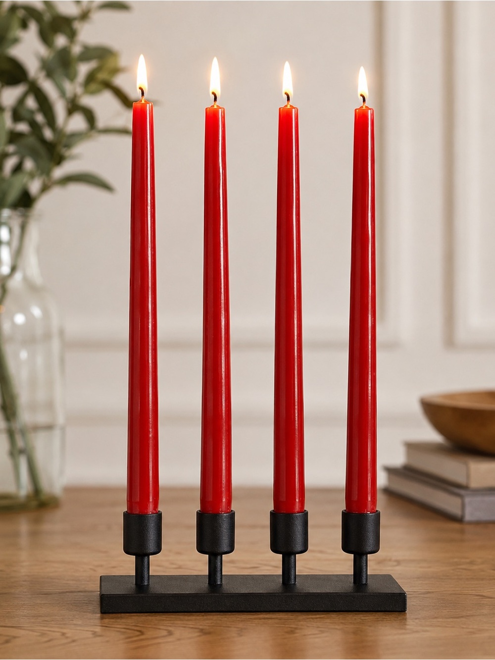 VTG Lot of 4 Candles 12" Classic Taper Dinner Unscented Red Victory Made in USA